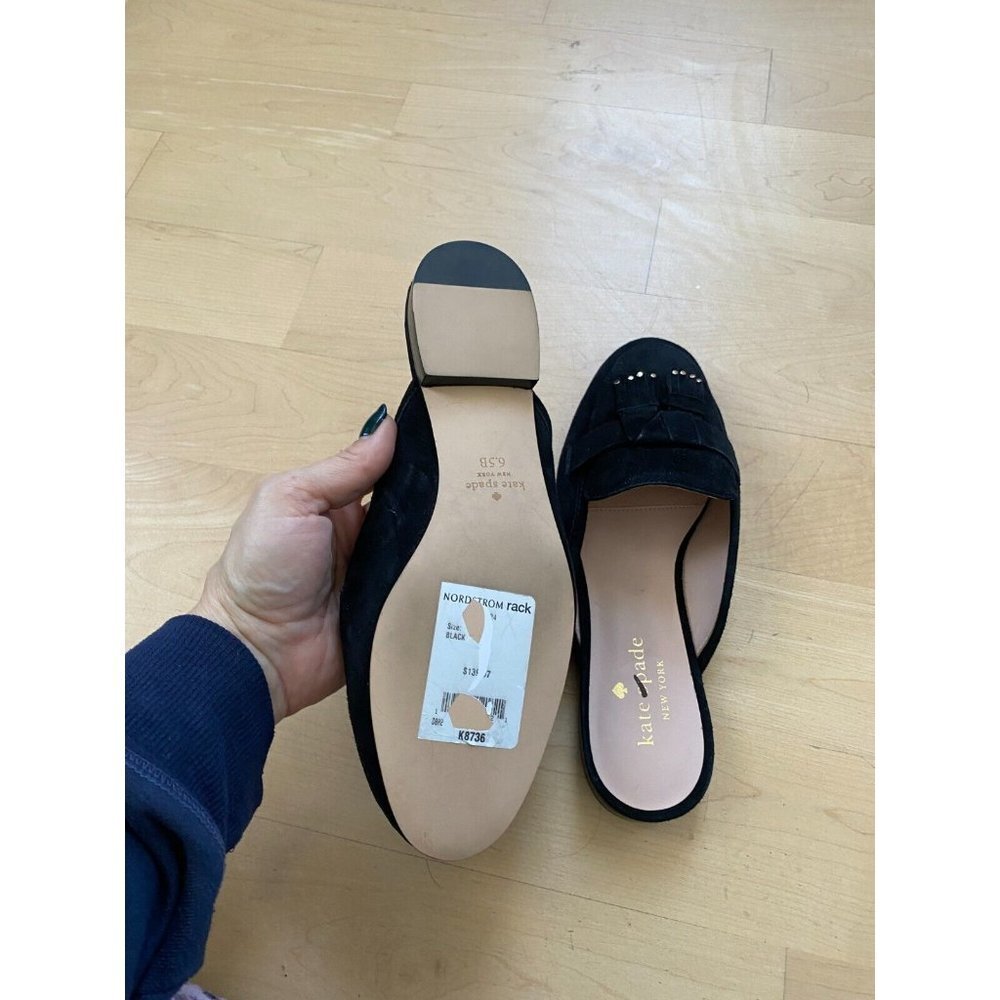 KATE Spade BNWT "Berkley" Slip On Mule Women EW Slide Black Suede - Picture 7 of 9